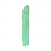 abordables Robes-Femmes Mode Streetwear Chemise Ensembles en coton et lin Ensembles deux pièces Manche Courte Col ras du cou Uni Tenue quotidienne Date Jaune Rose Claire Vert Été Coupe régulière