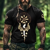  Per uomo Vichingo Maglietta Manica Corta maglietta Stampa 3D Girocollo Camicia Moda Etnico Streetwear Casuale Quotidiano Nero 1 Nero 3 Nero Estate Primavera Tutte le stagioni Abbigliamento S M L XL