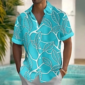 abordables Plantes tropicales-Homme Feuille de palmier Plantes Tropicales Chemise hawaïenne Chemise Boutonnée Manche Courte Hawaïen Resort Vacances Fête Tenue de plage Été Printemps Col Rabattu chemises à col Une poche avant