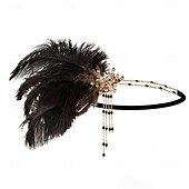 olcso Kiegészítők és még sok más-A nagy Gatsby Flapper fejpánt Gyöngyös karkötő Fülbevaló A nagy Gatsby Toll Retro Csillogó glitter Női Farsang Valentin nap Álarcos mulatság Party estélyi viselet Álarcos mulatság Fesztivál Felnőttek