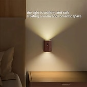 baratos luz do armário-Luzes de parede de movimento de madeira modernas sensor luz noturna usb recarregável lâmpada de parede para entrada escada corredor sala de estar parede varanda decoração 1pc