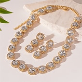 economico Parure di gioielli-Set di Gioielli Completo Due Pezzi Argento Zirconia Cubica Cromo 1 Collana Orecchini Moda Femminile Elegante Vintage Carino Stile Vintage Classico Set di Gioielli Geometrici per Matrimonio Fête