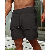 economico All&amp;#39;aperto-Per uomo Pantaloncini cargo Shorts Pantaloncini Estivi Coulisse Elastico in vita Multi-tasche Semplice Comodità Indossabile Lunghezza al ginocchio All&#039;aperto Sport Quotidiano Moda Casual Nero Marrone