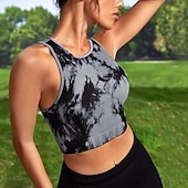 abordables Tops de yoga-Mujer Top de yoga Cuello Barco Secado rápido Transpirable Tobilleros Manga Corta Deportes camuflaje Camiseta por Entrenamiento de gimnasio Danza pepinillo Ropa de Deporte