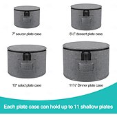 cheap Kitchen Storage-4 Pack Puricon Dinnerware Storage Containers Set, China Plate Storage Bags Protectors for Round Crockery Storage with Felt Plate Dividers -Grey