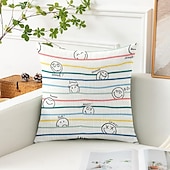 baratos Fronhas de Almofadas de Decoração-Sorriso Feliz Capas de Almofada Decorativas 1PC Almofada Quadrada Macia para Sofá para Quarto Sala de Estar Cadeira