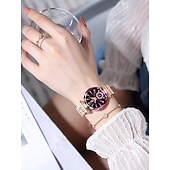 economico Orologi al quarzo-Regalo per la festa della mamma per donne Orologio al quarzo Orologio da polso Orologio con strass Orologio impermeabile cinturino in acciaio inox