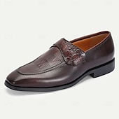 preiswerte Elementare Anzugschuhe-Kentucky-Derby-Schuhe für Herren – hochwertige braune Lederschuhe mit Krokodilmuster für Kentucky Derby und formelle Anlässe