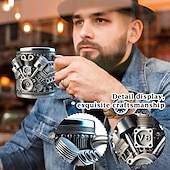 cheap Drinkware-Engines Stainless Steel Mug, Creative Resin and Stainless Steel Coffee Cup, Unique Personality Drinkware, Stylish Whiskey Glass, Perfect Gift and Decorative Figurine for Home and Office