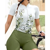 cheap Women&#039;s Jerseys-Women&#039;s Cycling Jersey Short Sleeve Bike Jersey Top with 3 Rear Pockets Sunscreen UV Resistant Breathable Quick Dry Green Sports Clothing Apparel