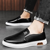 preiswerte Herrenpantoletten &amp; -slipper-weiße Slip-On-Sneaker für Herren mit kontrastierenden Kunstlederakzenten und rutschfester Gummisohle – stylisch und bequem für die Freizeit und den Alltag