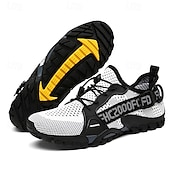 voordelige Casual Sneakers-Voor heren Sneakers Rivierschoenen Canyoning PU Leder Netstof Ademend Comfortabel Anti-slip Veters Zwart Donker paars Blauw Zomer Lente