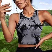 abordables Tops de yoga-Mujer Top de yoga Cuello Barco Secado rápido Transpirable Tobilleros Manga Corta Deportes camuflaje Camiseta por Entrenamiento de gimnasio Danza pepinillo Ropa de Deporte