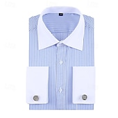 cheap Men&#039;s Dress Shirts-Men&#039;s Shirt Dress Shirt Button Up Shirt Line Wedding Daily Black Blue Dark Blue Violet Long Sleeve Turndown Spring &amp;  Fall Clothing Apparel Pocket