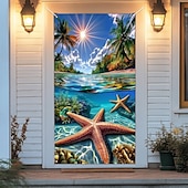 ieftine Capacele ușilor-Decorațiuni de ușă cu plajă de vară huse pentru ușă tapiserie de ușă draperie de ușă decor de fundal pentru ușă banner de ușă interioară/exterioară pentru ușa din față a fermei