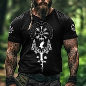  Per uomo Vichingo Maglietta Manica Corta maglietta Stampa 3D Girocollo Camicia Moda Etnico Streetwear Casuale Quotidiano Nero 1 Nero 3 Nero Estate Primavera Tutte le stagioni Abbigliamento S M L XL
