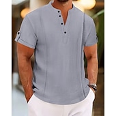 economico Vacanza-Per uomo Camicia Camicia casual Camicia con Bottoni Semplice Vacanza Streetwear Bianco Blu reale Blu Marrone Manica Corta Henley Estate Abbigliamento Allacciato