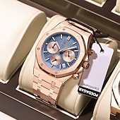 cheap Mechanical Watches-Men Mechanical Watch Quartz Watch Retro Vintage Wristwatch Luminous LED Back Light Chronograph Waterproof Stainless Steel Watch
