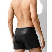 cheap Casual Shorts-Men&#039;s Shorts Summer Shorts Casual Shorts Faux Leather Shorts Pocket Plain Comfort Breathable Short Outdoor Vacation Sport Casual Black Red