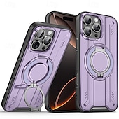 levne Pouzdra pro iPhone-Magnetické adsorpční pouzdro na telefon pro AirTag iPhone 16/15/14/13/12 Pro Max Plus se stojánkem geometrické PC kovové zadní víko bezdrátové nabíjení