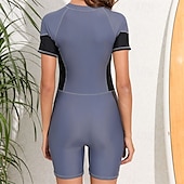 abordables Lycra de surf-Femmes Maillot Anti UV Maillot de bain 1 pièce Protection Solaire UV UPF50+ Léger Manche Courte Spandex Maillot de Bain maillot de bain ​fermeture éclair sur le devant Natation Surf Plage Sports