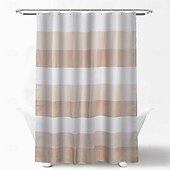 economico Tende doccia-Tende da doccia per bagno tenda da doccia in poliestere con motivo a strisce in tessuto waffle e occhielli in metallo e ganci in plastica 180cm*180cm (70&quot;*70&quot;)