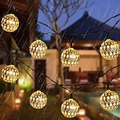 cheap Solar String Lights-Elegant Wedding Party Reception Solar LED String Lights - Moroccan Ball Outdoor Garden Lights, Waterproof 10M-50LED, 7M-30LED, 5M-20LED Globe Lanterns for Home Decoration