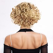 abordables Perruques Synthétiques Sans Bonnet-Perruque Synthétique Bouclé Bob Coupe Carré Coupe Pixie Fabriqué à la Machine Perruque 10 pouces A1 Cheveux synthétiques Femmes Classique Confortable Cheveux Mèches / Balayage Blond