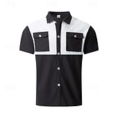 preiswerte Herrenhemd zum Knöpfen-Herren Hemd Sommerhemd Freizeithemd Strandhemd Knopfhemd Schwarz Wein Dunkelgrün Grau Kurzarm Bedruckt Revers Urlaub Hawaiianisch Bekleidung Polyester Mode Lässig Bequem Tasche