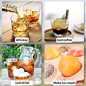 levne Pomůcky na led-Forma na whisky ledové koule - silikonový formiček o průměru 4,5 cm s individuálním víkem pro snadné plnění a vyjímání - 6 kulatých formiček na koktejly a bourbon