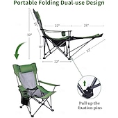 お買い得  キャンプ用家具-キャンプ用ラウンジチェア、折りたたみ式リクライニングキャンプ用チェア、フットレスト付きポータブルキャンプ用チェア、収納バッグ &amp;ヘッドレスト、メッシュリクライニング、耐荷重330ポンド
