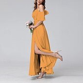 abordables Robe de cocktail-Femmes Robe Longue Maxi Robe Robe de Bal Robe de Soirée Robe de Cocktail Mode Soirée Occasion Spéciale Date Coupe régulière Uni Manche Courte Col en V Jaune Vert Claire Bleu Vert Été