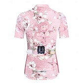 billige Dametrøyer-Dame Sykkeltrøyer Grafisk Blomster botanikk Kortermet Sykkel Jersey Topper med 3 baklommer Solkrem UV-bestandig Hurtigtørkende Refleksbånd sport Rosa Klær