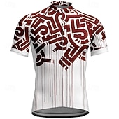 abordables Maillots pour hommes-Men's Cycling Jersey Geometric Short Sleeve Bike Tee Tshirt Jersey with 3 Rear Pockets Mountain Bike MTB Quick Dry Anatomic Design Wicking Breathable Sports Wine Red Black Blue Clothing Apparel