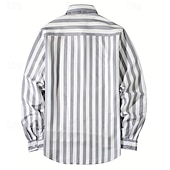 cheap Men&#039;s Button Up Shirts-Men&#039;s Shirt Summer Shirt Casual Shirt Beach Shirt Button Up Shirt Black Pink Sky Blue Gray Long Sleeve Stripe Lapel Vacation Hawaiian Button-Down Clothing Apparel Polyester Fashion Casual Comfortable