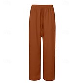 abordables pierna ancha y cintura alta-Mujer pantalones Pantalones Casual Longitud total Cintura Media Plano Hebilla Diseño de cordón elástico Al Aire Libre Cómodo Festivos Ropa Cotidiana Fin de semana Rojo oscuro Magenta Verde oscuro Gris