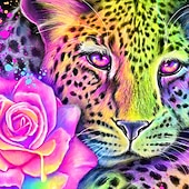 billiga Djurmönster-Herr Leopard Skjorta Knapp upp skjorta Designerskjorta Kortärmad Vintage retro Semester Ledigt Sommar Vår Nedvikt 3D-utskrift krage skjortor Regnbåge
