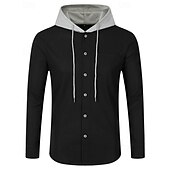 preiswerte Herrenjacken &amp; Herrenmäntel-Herren Leichte Jacke Sommerjacke Hemdjacke übergangsjacke Urlaub Täglich Warm Tasche Frühling &amp; Herbst Farbblock Mode Klassisch Mit Kapuze Regulär Schwarz Weiß Königliches Blau Khaki Grau Jacken