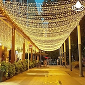 economico Plug in elettrico-50m 100m ghirlanda albero di natale luci fatate 400 800led stringa di luce ip65 impermeabile catena giardino esterno ghirlanda festa di nozze vacanza paesaggio decorazione illuminazione blu colorato