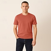 tanie Męskie elitarnie koszulki i tank topy-męska jedwabna bawełniana mieszanka lyocellu t-shirt krótki rękaw okrągły dekolt lato gładki żakard elegancki klasyczny okrągły dekolt minimalistyczny wakacje dom bawełna czarny niebieski granatowy top koszulka męska