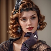 olcso Kiegészítők és még sok más-A nagy Gatsby Flapper fejpánt Gyöngyös karkötő Fülbevaló A nagy Gatsby Toll Retro Csillogó glitter Női Farsang Valentin nap Álarcos mulatság Party estélyi viselet Álarcos mulatság Fesztivál Felnőttek