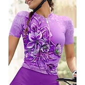 abordables Maillots de mujer-Mujer Maillot de Ciclismo Graphic Degradado Flores Botánica Manga Corta Bicicleta Maillot Camiseta con 3 bolsillos traseros Filtro Solar Resistente a los rayos UV Secado rápido Bandas Reflectantes