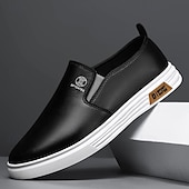 preiswerte Herrenpantoletten &amp; -slipper-weiße Slip-On-Sneaker für Herren mit kontrastierenden Kunstlederakzenten und rutschfester Gummisohle – stylisch und bequem für die Freizeit und den Alltag