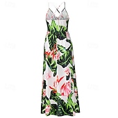 economico Abiti Floreali Stampati-Per donna Abito Midi Abito Estivo Abito Sottoveste Abito Boho Moda Moderno Quotidiano Spiaggia Weekend Vestibilità regolare Floreale Senza Maniche Scollo a V blu acqua Nero Rosa Arancione Estate