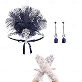 olcso Kiegészítők és még sok más-A nagy Gatsby Flapper fejpánt Gyöngyös karkötő Fülbevaló A nagy Gatsby Toll Retro Csillogó glitter Női Farsang Valentin nap Álarcos mulatság Party estélyi viselet Álarcos mulatság Fesztivál Felnőttek