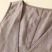 Χαμηλού Κόστους Βασικά Ψεύτικα Πουκάμισα-Γυναικεία Λινό από ψεύτικο βαμβάκι Τσέπη Κουμπιά Σκέτο Βασικό Καθημερινό Αμάνικο Λαιμόκοψη V Κανονικά μπλουζάκια Αργίες Εξόδου Μαύρο Πορτοκαλί Πράσινο του τριφυλλιού Χακί Μπεζ Καλοκαίρι