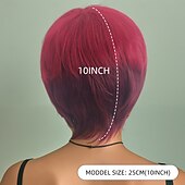 economico Parrucche trendy sintetiche-Parrucca Sintetica Liscio Liscio naturale Asimmetrico Riga Profonda Fatto a macchina Parrucca 10 pollici A1 Capelli Sintetici Per donna Classico Gradiente di colore Capelli Evidenziati / Balayage