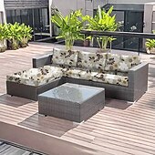 baratos Capa para assento de Sofá &amp; Apoios de Braços-capa de almofada para assento externo com fio floral tingido em microfibra para pátio