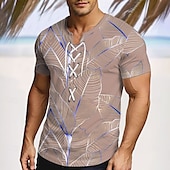 abordables Translation-Homme Tropical Fleurs tropicales Chemise Manche Courte T-shirt Impression 3D Col à lacets Chemise Vacances Rue Occasionnel Quotidien Rose Claire Bleu Vert Été Printemps Vêtement Tenue S M L XL XXL