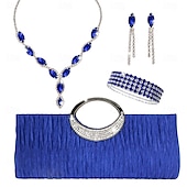 baratos Conjuntos de Jóias-conjunto de festa de coquetel da moda com pingentes, colares brilhantes gravados com diamantes, brincos e pulseiras para um conjunto de colar de festa criativo e luxuoso